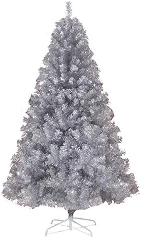 Siray Silver Artificial Christmas Tree PVC Tips Trees Metal Stand Indoor Xmas Home Decorations,7ft