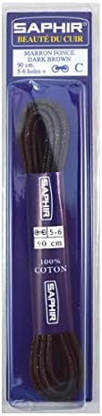 Saphir Shoe Laces - Round Waxed - 100% cotton (35.4 inch/90 cm, dark brown)