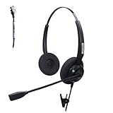 Arama Corded Headset Binaural w/Noise Canceling Mic for Avaya 1616 9650 Cisco 7902 7912 Yealink T41 Snom 870 Grandstream GXP1400 Panasonic KXT Huawei C58 Zultys 37G IP Phones (A200DY)