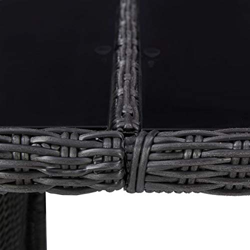 Tidyard 9-TLG. Garten Essgruppe Gartenmöbel Set Sitzgarnitur Glasplatte Tisch mit 8 Stühle Gartengarnitur Sitzgruppe Gartengruppe Rattan Set Poly Rattan Schwarz – Bild 8