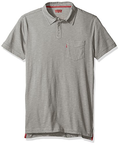 Levi s men s baney slub jersey polo, charcoal grey, x-l…