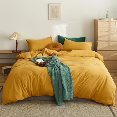 Luxlovery Mustard Yellow Comforter Set Full Dark