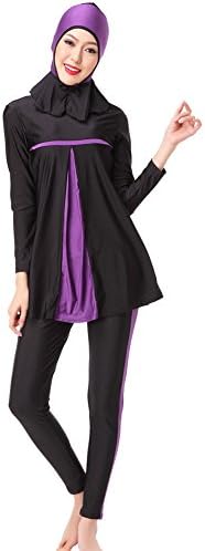 Bocaoying Women's 3-Pieces Muslim Burkini Swimwear Islamic Full Cover Modest Swimsuit Beachwear Style01 S