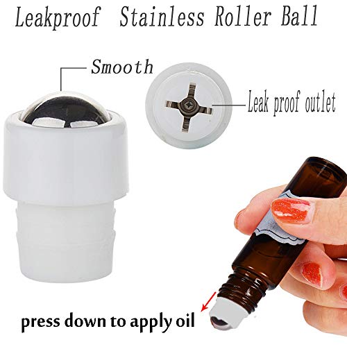Roller Bottles - 10ml Amber Glass Roller Bottle for Essential Oils,8 Pack Empty Bottles with Stainless Steel Roller Balls.