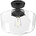 Amazon Brand – Stone & Beam Schoolhouse Semi-Flush Mount Ceiling Fixture With Light Bulb And Clear Glass Shade - 11 x 11 x 10.5 Inches, Matte Black