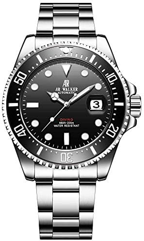 AR Men's Automatic Ceramic Bezel Mechanical Stainless Steel Diver Watch with Link Bracelet Watches for Men Wrist Watch (Model:1302)
