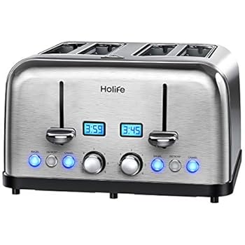 Amazon.com: 4 Slice Toaster, IKICH Stainless Steel Toaster [2 LCD Timer