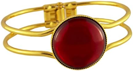 Bracelets 24K Gold Plated Cuff Universal Adjustable Size 18cm Crystal Ruby Red Czech Glass Stone 25mm Handmade BohemStyle