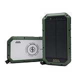 Green Maui 20000mAh Large Capacity Fast Charge External Waterproof Portable Phone Charger for Smartphones - Qi Wireless USB Compatible Battery Pack Charging Station with Led Flashlight Solar Panel