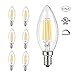 Aogist 4W Dimmable Sapphire LED Filament Candle Light Bulb, 2700K Warm White 400LM, E12 Candelabra Base Lamp, C11 High Light Efficiency, 40W Incandescent Replacement,UL-Listed, 6 Pack
