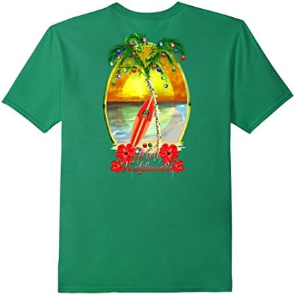 Mens Mele Kalikimaka Hawaiian Surfing Christmas T-Shirt Medium Kelly Green