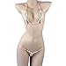 SS Queen Women Sexy Pearl Halter Lingerie Set G-String Thong Bikini (Pink)