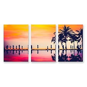 3 Panel Canvas Wall Art The Palm Trees Pictures Home Wall Decorations for Bedroom Living Room Paintings Canvas Prints Framed - 16"x24" x 3 Panels