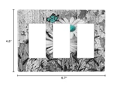 Turquoise Butterfly Daisy Flower 3 Gang Triple