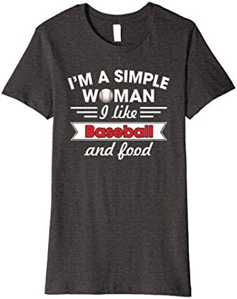 Womens Im A Simple Woman I Like Baseball And Food T-shirt XL Dark Heather