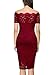Miusol Women's Vintage Off Shoulder Flare Lace Slim Cocktail Pencil Dress (Large, A-Red)