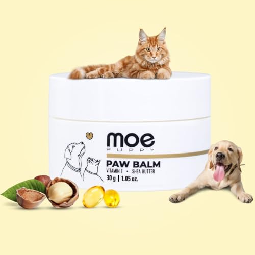 Moe Puppy Natural Paw Balm for Dogs & Cats | Lick Safe Paw Balm for Cracked & Dry Paws and Nose | Heals, Repairs & Moisturizes Paws, Elbows & Dry itchy nose (30 g) (Pack of 1)