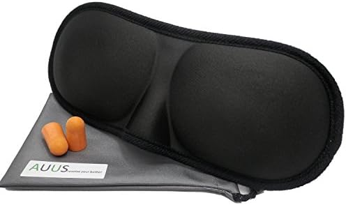 AUUS 3D Sleep Eye Mask for Sleeping cotton Ultra lightweight &amp; Comfortable for Travel With 3M Ear Plugs(Black)