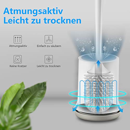 aifulo Toilettenbürste,WC-Bürsteund Behälter,Handgriff ist abnehmbar und schnell trocknendem Haltersatz,Wandmontage & Stehen für Badezimmer Toilette und Gäste-WC (Grau)