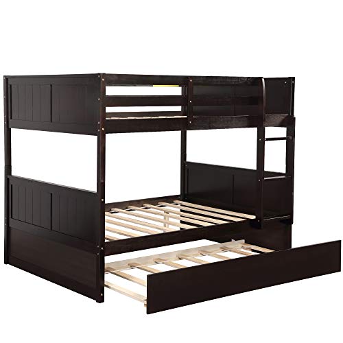 MERITLINE Full Over Full Bunk Bed for Kids Teens, Detachable Wood Full