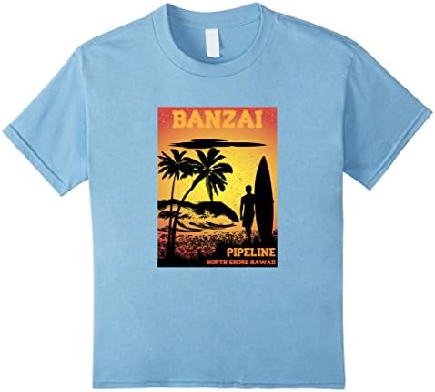 Kids Retro Style Banzai Pipeline Sunset T-shirt 10 Baby Blue
