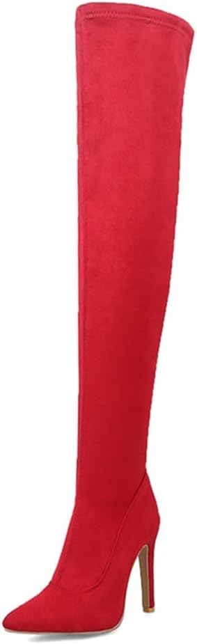 Qianliuk Women Boots Fashion Over Knee Thin High Heels Party Shoes