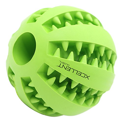 Xcellent Global Refillable Food Treat Pet Ball Non-Toxic Rubber Bite Resistant Teeth Toy,Green PT034