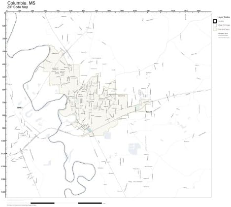 Amazon.com: ZIP Code Wall Map of Columbia, MS ZIP Code Map Not
