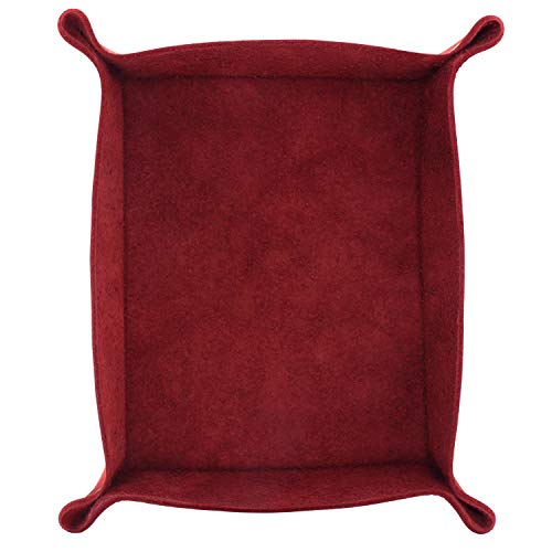 Londo Genuine Leather Tray Organizer Storage for Wallets Watches Keys Coins Cell Phones and Office Equipment (Red)