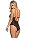 comeondear Women Sexy Lingerie Lace Bodysuit Teddy features Plunging Eyelash and Snaps Crotch (X-Large=US 8-10, Black)