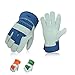 Vgo... Leather Palm Work Gloves for Men, Gardening Gloves, Builder Gloves (3 Pairs,Size M, 3colors, CB3501)