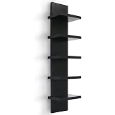 Homaterial Small 5 Tier Wall Shelves, Black | Vertical Wall Decor Mount, Floating Shelves, Lack Shelf For Bedrooms, Living Rooms, Bathroom, Dressing Room and Entryway