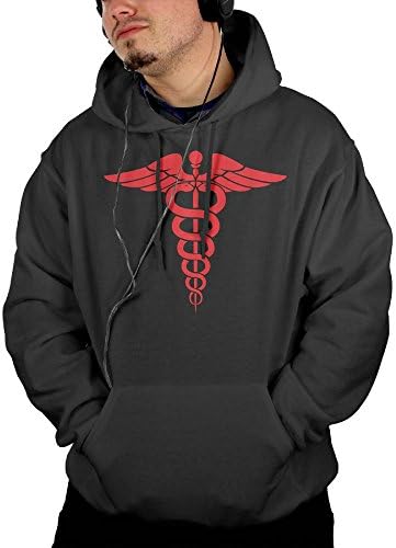 Men's Pullover Hooded Sweatshirt With Pockets Printed Caduceus Staff Of Hermes Design For Men Boys