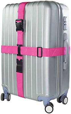 WeBravery Long Cross Luggage Straps Suitcase Belts Travel Tag Strap Accessories (1-Strap, Pink)