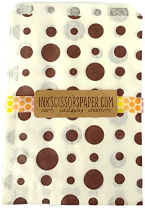 Party Favor Bags 50 count 5x7 Treat Craft Bags Favor Food Paper Bags Party Wedding Birthday Decoration (Brown Dot)