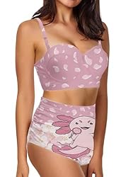 Howilath Women's Sexy Halter Bikini Pink Cartoon