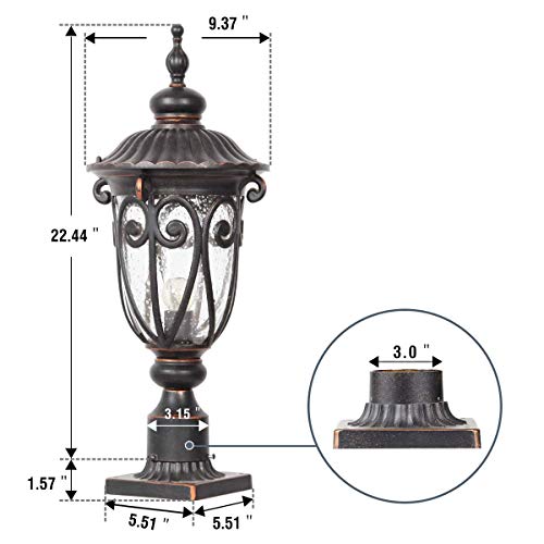 Goalplus Outdoor Post Light Fixture with Pier Mount Vintage Post Lamp for Yard 60W E26 Post