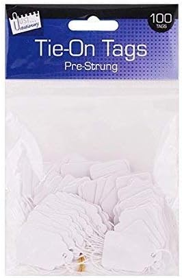 Atlona 100 White Strung Tags Pre Strung 25 x 39mm Hang Tags