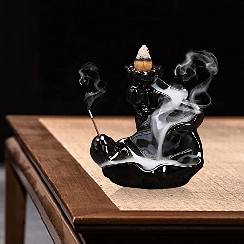 TOPINCN Incense Burner Ceramic Glaze Incense Holder Charcoal Incense Burner Stand Cones Backflow Censer for Church Temple Shrine Home
