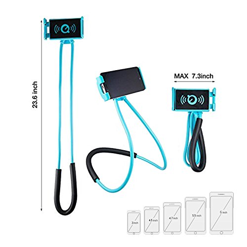 Neck Cell Phone Holder for Desk Bed,Bike and Motorcycle Phone Mount ,Universal Lazy Bracket Mobile Phone Stand Holder (Blue) - Thumbnail 2