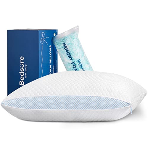 BEDSURE Shredded Memory Foam Pillow Standard Bamboo Side Sleeper