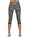 ODODOS Power Flex Yoga Capris Pants Tummy Control Workout Running 4 way Stretch Yoga Capris Leggingss With Hidden Pocket,CharcoalHearher,Large
