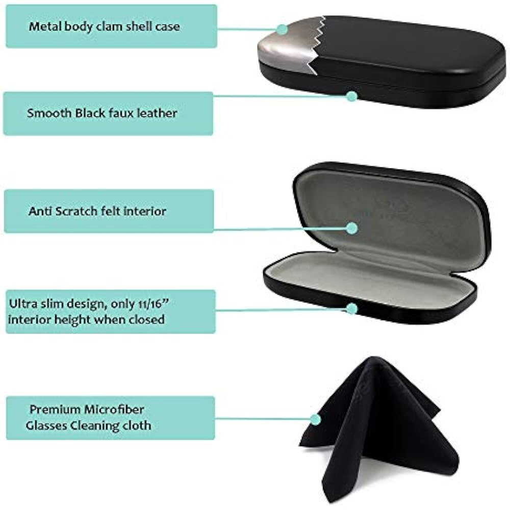 Clip On Sunglasses Case For Eyeglasses Extra Slim Protective Metal Hard