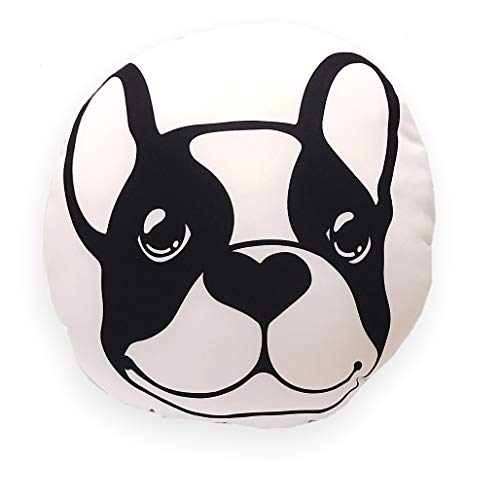 Frenchic French Bulldog Car Seat Office Chair Cushion Protect Back Lumbar Support Soft Pillow Black White Dot Sublimation Cover (No inner bag)
