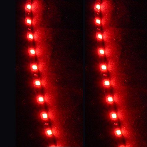 Etopars 5 X Red 12V 15 Led 30cm Car Auto Vehicle Grille Flexible Waterproof Underbody Light Strip