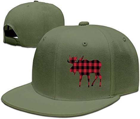 Man Buffalo Plaid Red Black Moose Flat Along Baseball Caps Trucker Hats