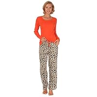 Body Candy Loungewear Long Set (Orange Leopard, Large)