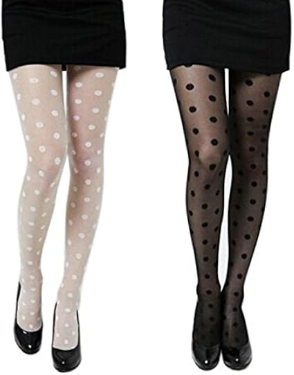 TEBAISE Damen Strumpfhose mit Punkten Strumpfhose mit Muster Dots Strumpfhose Microfaser Karneval Fasching Fasnacht