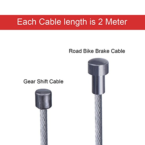 Hotop Road Bike Brake Cable Bicycle Gear Cable Wire and Caps Set (Road