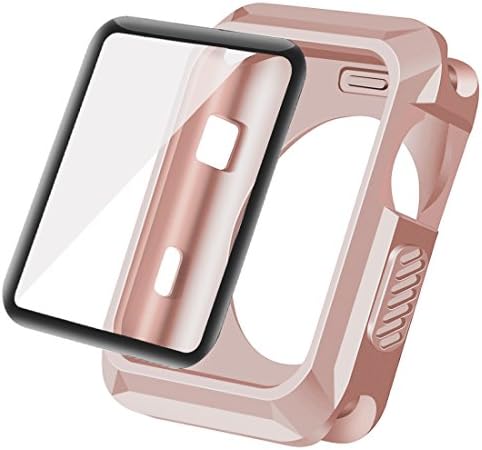 Wolait Compatible with Apple Watch 38mm, Rugged Protective Case + Tempered Glass Screen Protector Compatible for Apple…